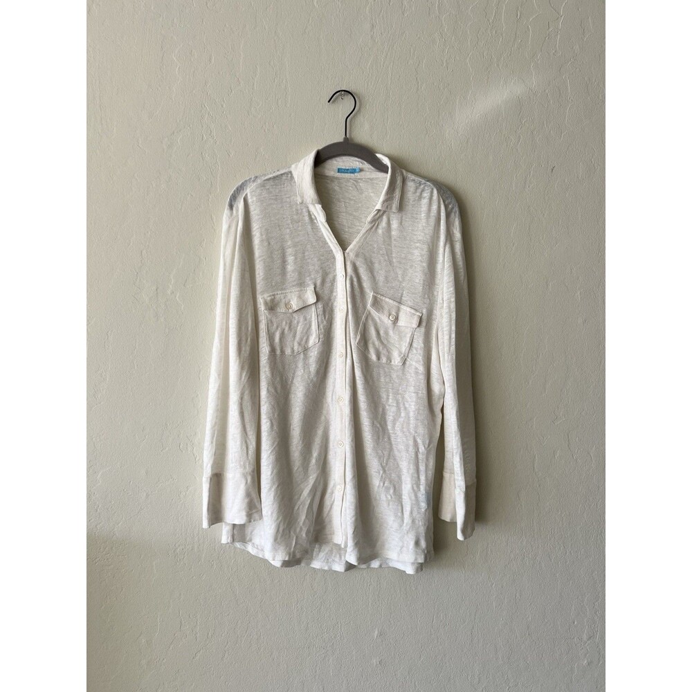 J McLaughlin Women’s Blouse Long Sleeve Top White Size Size Medium